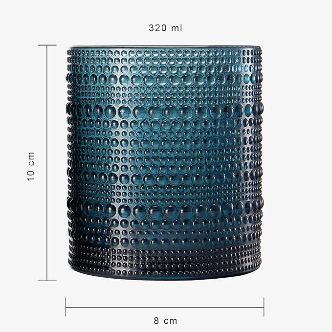 Khen Plastic Hobnail Drinking Glasses Set of 4 Neutral Tones Cups 14oz, Shatterproof & Unbreakable Acrylic Beaded Design, BPA-Free, Dishwasher Safe Indoor/Outdoor Drinkware for Water, Juice, Cocktails