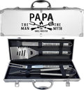 Papa Gifts, Christmas Papa Gifts from Grandkids Heavy Duty Grilling Accessories Kit for Backyard BBQ, Thick Stainless Steel Grill Utensils with Non-Slip Handle Tool Grilling Gift for Man on Birthday