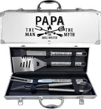 Papa Gifts, Christmas Papa Gifts from Grandkids Heavy Duty Grilling Accessories Kit for Backyard BBQ, Thick Stainless Steel Grill Utensils with Non-Slip Handle Tool Grilling Gift for Man on Birthday