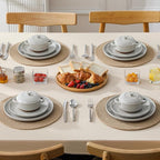 MALACASA Mini Cocotte Set - 12 OZ Ramekins with Lids and Handles, Small Casserole Dishes for Oven, Ceramic Small Baking Dish Set of 4, Microwave & Dishwasher Safe, Khaki Grey, Series TARA