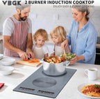 VBGK induction cooktop,110V 2300W double burner hot plate with LED touch control, 9 Power Levels, Kids Lock & Timer, Overheat Protection,2 burner induction cooktop
