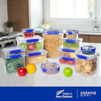 Sistema KLIP IT Food Storage Container, 5 L, Airtight & Stackable, BPA-Free, Clear with Blue Clips