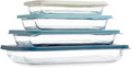 COOK WITH COLOR 8-Piece Deep Glass Baking Dish Set with Plastic Lids – Casserole and Food Storage Containers for Lasagna, Leftovers – Freezer-to-Oven, Microwave & Dishwasher Safe, Blue