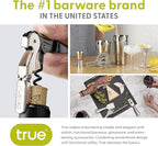 True Truetap Double Hinged Waiter's Corkscrew Wine Opener, Stainless Steel Wine Bottle Opener with Built In Foil Cutter, Home Bar Tools, Bar Cart Accessories, Wedding Gifts, Set of 1, Natural