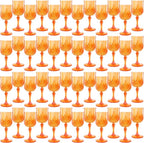 Plastic Wine Glasses, Plastic Goblets Vintage Style Cordial Unbreakable Drinking Glasses, Reusable Drinkware for Wedding Reception, Grand Event Party Supplies (48, Pumpkin orange)