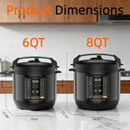 Simple Deluxe 6QT Electric Pressure Cooker, 16-in-1 & Non-Stick Stainless Steel Multi Cooker with 12 Presets for Slow Cook, Meat Stew, Steam, Sauté, Canning, Yogurt Maker, Dishwasher Safe, Black