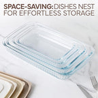 COOK WITH COLOR 8-Piece Deep Glass Baking Dish Set with Plastic Lids – Casserole and Food Storage Containers for Lasagna, Leftovers – Freezer-to-Oven, Microwave & Dishwasher Safe, Brown