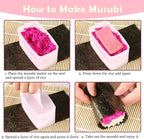 7 Pcs Onigiri Rice Ball Mold Maker Kit, Musubi Press, Classic Triangle Shake Sushi Roller Mat Tool for Kids Bento Lunch and Home DIY, Non-stick, BPA-Free