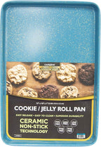 casaWare 3pc Ultimate Commercial Weight Cookie Sheet Set, Two 15 x 10-Inch Pans, One 13 x 9-Inch-Inch Pan (Blue Granite)