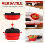 Microwave Steamer for Vegetables | Microwave Grill Pan & Steamer Bowl | Microwave Silicone Cookware | Microwave Popcorn Popper | Dishwasher Safe