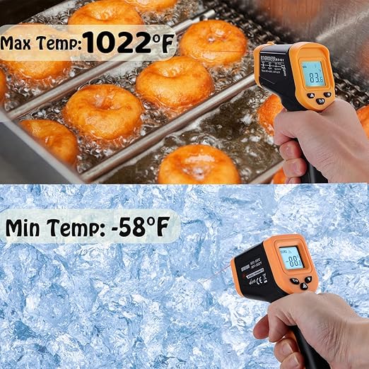 Blackstone Infrared Thermometer Temperature Gun for Cooking, IR Thermometer for Pizza Oven Griddle Cast Iron -58℉~1022℉ Non-Contact Digital Laser Thermometer Gun with Hard Storage Case (NOT for Human)