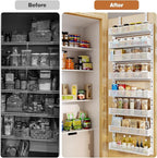 Pantry Door Organizers and Storage, 8-Tier Large Metal Heavy-Duty Frame Over the Door Spice Rack, 2 in 1 Wall-Mounted or Hanging shelf for Kitchen, Bathroom, Laundry Room, Bedroom, Closet &Nursery