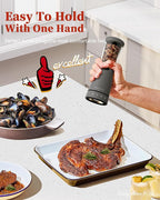 Electric Salt and Pepper Grinder Set with Storage Base, Stainless Steel Rechargeable Salt and Pepper Grinder Set with 4.5 oz Large Capacity, 1.8" Wide Mouth, Adjustable Coarseness, Ideal for Kitchen