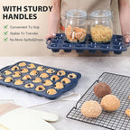 2 Pack Mini Silicone Muffin Pan with Metal Frame, Non Stick Silicone Cupcake Pan with Handles 24 Cup, BPA Free Silicon Muffin Tin Tray Small for baking, egg bites, Cupcake Mold Grey