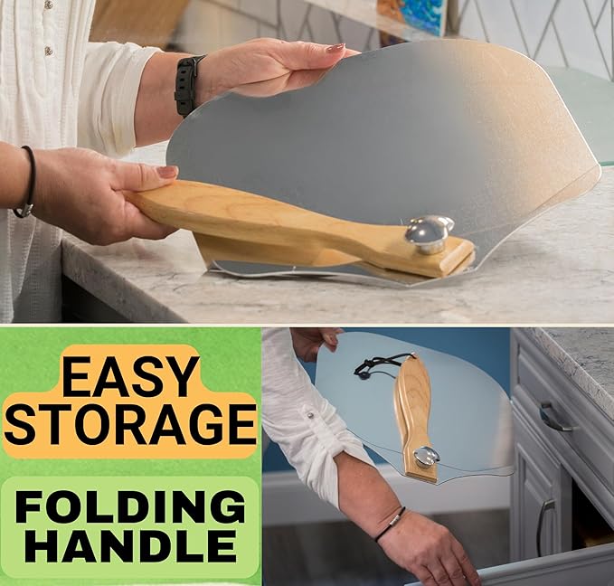 Round Pizza Stone for Oven 16 inch - Large Pizza Stone for Grill with Handles, Metal Pizza Peel & Dough Tool - Baking Stone for Bread - Oven Stones - Pizza Making Set