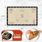 Silicone Baking Mat with Recipes, Silicone Mat for Baking Macaron, Bread, Pizza, Extra Thick Silicone Baking Mat with Measurement, Non Stick Pastry Mat for Dough Rolling Out