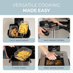 Alpha Living Electric Deep Fryer – 4.5L Deep Fryer with Basket with 2-Quart and 4-Quart Baskets – High-Grade Stainless Steel – Temperature Control and Timer – Ideal for Fried Chicken, Fries
