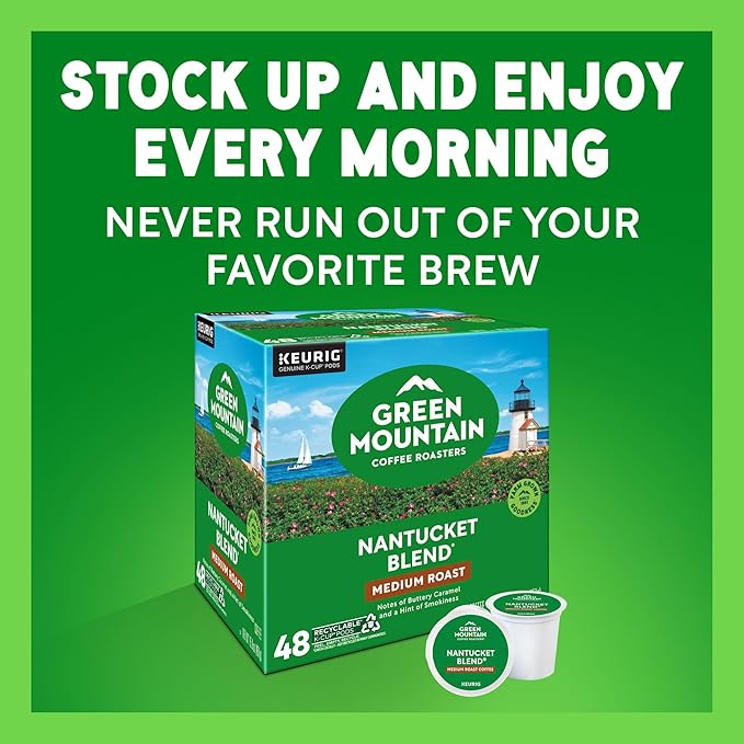 Green Mountain Coffee Roasters Nantucket Blend, Single-Serve Keurig K-Cup Pods, Medium Roast Coffee Pods, 48 Count