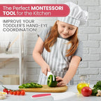 Zulay 3-Piece Kids Knife Set for Real Cooking & Baking - Toddler Knives for Cutting Fruits, Veggies, & Cake - Children’s Montessori Knive with Serrated Edges - Safe & Fun Lettuce Knife (Hot Pink)