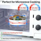 Glass Microwave Steamer for Vegetables, Broccoli, Fish & Food – Oven Safe Steamer Bowl for Cooking, BPA-Free, Odorless & Dishwasher Safe（1.5L）
