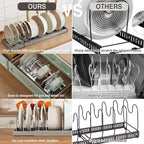 Expandable Food Storage Container Lid Organizers, 22" Pots and Pans Organizer Under Cabinet with 9 Adjustable Dividers Pot and Pan Lid Holders Rack Inside Cabinet(Gray,1 Pack)