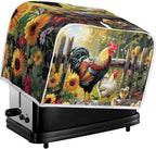 JEOCODY Sunflower Rooster Toaster Oven Covers for Kitchen Polyester Fabric Quilted Toaster Appliance Dust-proof Cover for Small Appliance Dust Cover and Fingerprint Protection Stain Resistant Bag