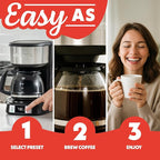 Gourmia Drip Coffee Maker – 5 Cup, One-Touch Brew, Pause & Serve, Adjustable 4 Hr Keep Warm, EZ-View Water Window, Black