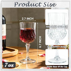 Plastic Wine Glasses, Plastic Goblets Vintage Style Cordial Unbreakable Drinking Glasses, Reusable Drinkware for Wedding Reception, Grand Event Party Supplies,Mother's Day(48, Transparent)