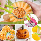 18pcs Melon Baller Scoop Set, FODIENS 4 In 1 Stainless Steel Fruit Slicer Peeler Set, Avocado Slicer Orange Peeler Fruits Vegetables Carving Tools Set with Mini Fruit Cookie Cutters Set