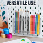 9.5" Large Acrylic Straw Holder for Cabinet Door with Stickers – Peel and Stick Straw Holder for Drawer, for Straws, Makeup Brushes, Kitchen Utensils – Includes Strong Adhesive Tape for Easy Mounting
