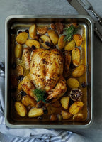 Roasting Pan Heavy Duty Stainless steel Turkey Pans for Oven,Toaster Oven Tray Pans with cooling rack,Hotel Pan, Barbeque Grill Pan,Deep Edge,Mirror treatment, Dishwasher Safe (23.4"x15.6"x2.8")