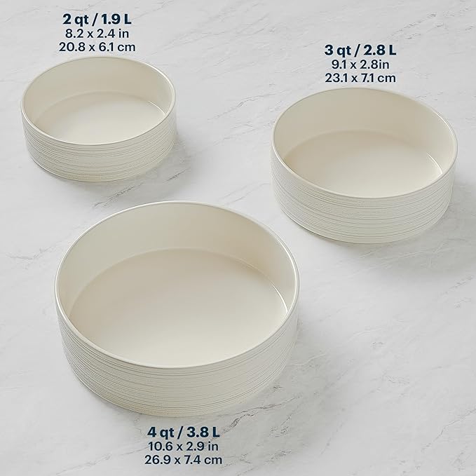 Pyrex (3-Piece) Round Ceramic Bakeware Set, Nonstick, Pie, Cake, Lasagna Oven Pans, Bakers, For Baking, Roasting, Steaming