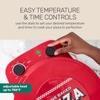 Homecraft Stone Baked Pizza Oven – 12in Woodfired Style Indoor Electric Countertop Pizza Maker – Ceramic Stone & Stainless Steel Peel – Variable Temp Control to 750°F – Homemade Pizza in Minutes-Red