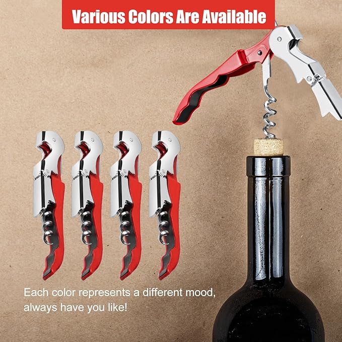 12 Pieces wine key wine opener Professional Waiter Corkscrews Stainless bottle opener Fold Serrated Foil Cutter Key for Family, Company Party,Bars,Restaurants(red)
