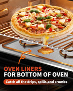 Oven Liners for Bottom of Oven - 2 Pack Large Heavy Duty Oven Mats, 17"x 25" Reusable Matt Liner for Electric, Gas, Toaster Ovens & Grills, BPA & PFOA Free, Kitchen Essentials, Silver
