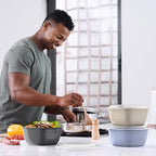 Bentgo Prep - 1-Compartment Bowls with Custom Fit Lids - Reusable, Microwaveable, Durable, PFAS & BPA-Free, Freezer and Dishwasher Safe Meal Prep Food Storage - 10 Bowls & 10 Lids (Champagne)
