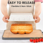 Vinino Silicone Bread Loaf Pan with Metal Reinforced Frame, 9.5 x 5 in Non-stick Silicone 1 lb Loaf Pan for Baking, 2 Pack Durable Bread Pan for Oven Dishwasher Safe - Cream