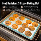 Silicone Baking Mat with 10 Useful Recipes, Non Stick Pastry Mat for Dough Rolling, Macaron Baking Sheet for Cookie, Pizza, Bread, Fondant Mat, Silicone Sheet for Dough Rolling out