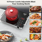 Portable Electric Cooktop 110V, 1800W Electric Stove Infrared Hot Plate with Knob Control, Nafewin Single Burner Countertop Burner with Handle, 4-Hours Timing Setting, Compatible for All Cookwares