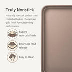 HAPPIELS Nonstick Baking Sheet Set of 2 – 10 x 15 Inch Non-Toxic Cookie Sheets | Premium Nonstick Jelly Roll Pans for Baking & Roasting | PFOA-Free, Durable Bakeware 15x10 in