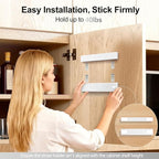 9.5” Large Acrylic Straw Holder for Cabinet Door, Reusable Adjustable Two-Part Straws Organizer with Ultra Sticky Adhesive Strips, 2026 Straw Storage for Kitchen Cupboard (White)