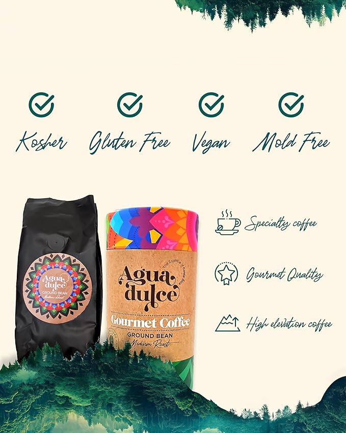 Ground Coffee Medium Roast by Agua Dulce. Costa Rican Specialty Gourmet Coffee — 100% Arabica Single Origin. Pack of 1 (12 oz)