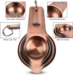 Smithcraft Measuring Cups and Spoons Set, Copper Measuring Cups and Spoons Set for Dry & Liquid, Metric&US 7 Stainless Steel MeasureR Cup&9 Spoon Leveler & Measure Enquivalents for Kitchen & Baking