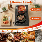 TOPWISH 12 Inch Electric Cooktop, 2 Burners Built-in Electric Stove Top Hot Plate, Drop-in Ceramic Cooktop Kitchen Stoves with Touch Control, Safety Lock, Timer, Overheat Protection, 120V Plug in