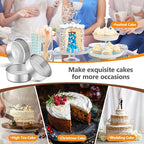 P&P CHEF 6 Inch Round Cake Pan Set of 3, Stainless Steel Round Baking Layer Pans Bakeware for Layer Birthday Cake, Fit Oven/Pots/Pressure Cooker, Leakproof & Dishwasher Safe, Silver