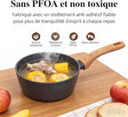 3-Piece Nonstick Cookware Set, 8.5 Inch Frying Pan & 2 Pots with Lids | PFAS & PFOA Free Non-Toxic Coating | Induction Compatible, Dishwasher Safe | Pots and Pans Set for Beginner Kitchen