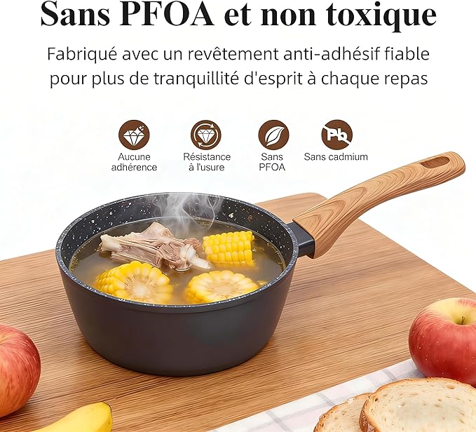 3-Piece Nonstick Cookware Set, 10.25 Inch Frying Pan & 2 Pots with Lids | PFAS & PFOA Free Non-Toxic Coating | Induction Compatible, Dishwasher Safe | Pots and Pans Set for Beginner Kitchen