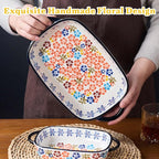 Ceramic Casserole Dishes for Oven, Hand-painted Polish Pottery Baking Dish Set of 2, 0.8QT / 2QT Porcelain Casserole Dish with Handles, Baking Pan Lasagna Pan, Gift for Family/Friend (Yellow)