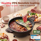 TWIN™ Electric Hot Pot with Divider | PFAS-Free Ceramic Nonstick Pot | EvenHeat Cast Aluminum Body | 1500W Fast Heating | Dual-Flavor Shabu Shabu Pots for Family Use | 1-Yr Warranty