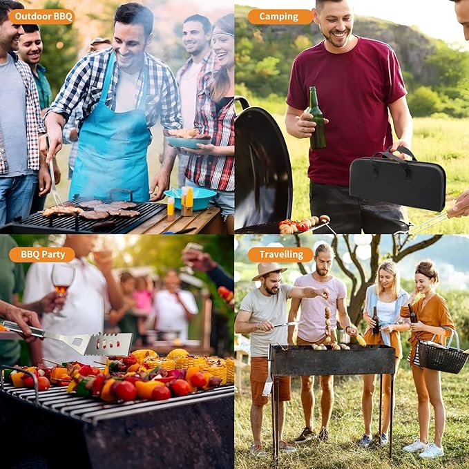 BBQ Accessories Barbecue Grill Utensils Set, 7pcs Stainless Steel BBQ Tools for Outdoor Grill,Grilling Gifts for Men, Dad, BBQ Loversies Grilling Gifts for Men,Father's Day/Christmas/Thanksgiving Day